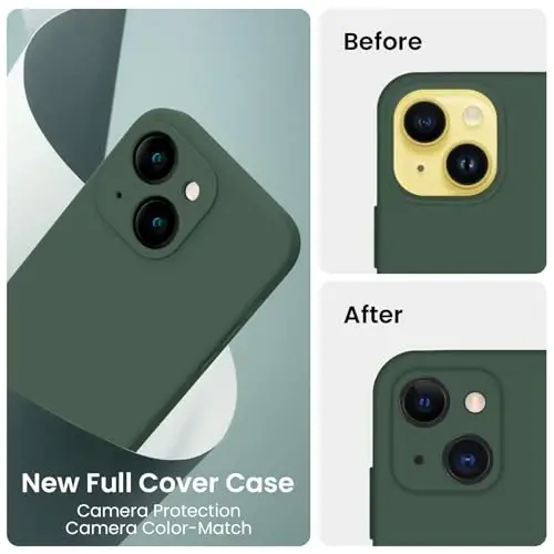 FireNova Designed for iPhone 14 Case, Silicone Upgraded [Camera Protection] Phone Case, Soft Anti-Scratch Microfiber Lining Inside, 6.1 inch, Alpine Green - 3
