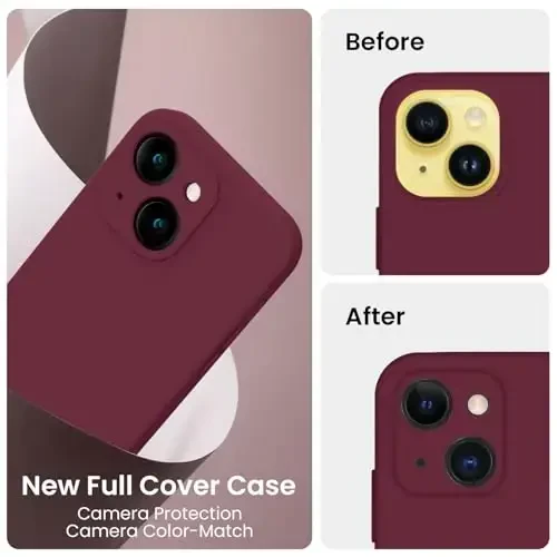 FireNova Designed for iPhone 14 Case, Silicone Upgraded [Camera Protection] Phone Case with [2 Screen Protectors], Soft Anti-Scratch Microfiber Lining Inside, 6.1 inch, Plum - 3