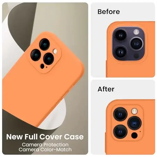 FireNova iPhone 14 Pro Max G‘ilof uchun mo‘ljallangan, Silikon Yangilangan [Kamera Himoyasi] G‘ilof, Ichki qismi yumshoq tirnalishga qarshi mikrofolga astarli, 6.7 duym, Kumquat - 3