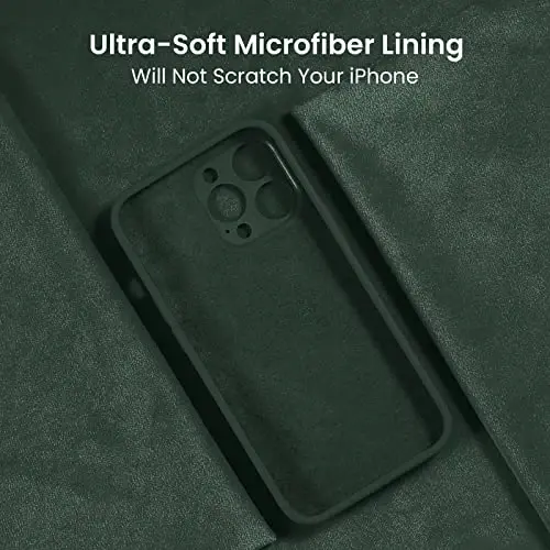 FireNova iPhone 14 Pro Max için Tasarlanmış Kılıf, Silikon Yükseltilmiş [Kamera Korumalı] Kılıf, İçte Yumuşak Çizilmez Mikrofiber Astar, 6.7 inç, Alp Yeşili - 5