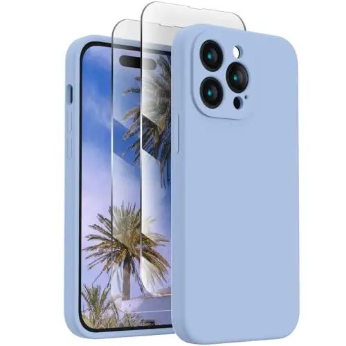 FireNova Designed for iPhone 14 Pro Max Case, Silicone Upgraded [Camera Protection] Case, Soft Anti-Scratch Microfiber Lining Inside, 6.7 inch, Light Blue - 1