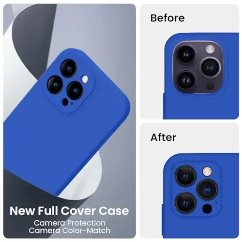 FireNova iPhone 14 Pro Max uchun g‘ilof, Silikon yangilangan [Kamera himoyasi] g‘ilofi, Ichki qismi yumshoq tirnalishga qarshi mikrofiber qoplamali, 6.7 dyuym, Klein Blue - 3