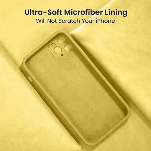 FireNova iPhone 14 Pro uchun g'ilof, silikon yangilangan [Kamera himoyasi] Telefon g'ilofi [2 ekran himoyachisi bilan], ichida yumshoq tirnalishga qarshi mikrofiber astar, 6,1 dyuym, sariq - 5