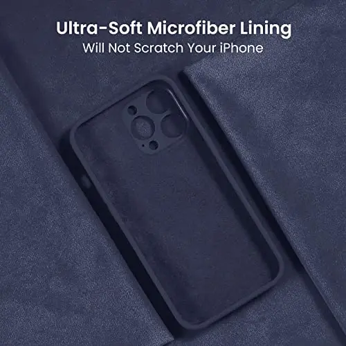 FireNova iPhone 14 Pro uchun g'ilof, silikon yangilangan [Kamera himoyasi] Telefon g'ilofi [2 ekran himoyachisi] bilan, ichida yumshoq tirnalishga qarshi mikrofiber astar, 6,1 dyuym, to'q ko'k - 5
