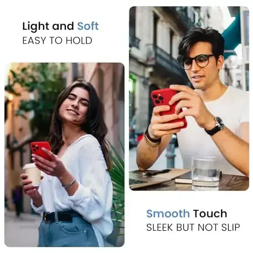 FireNova iPhone 14 Pro uchun g'ilof, silikon yangilangan [Kamera himoyasi] Telefon g'ilofi [2 ekran himoyachisi] bilan, ichki qismi yumshoq tirnalishga qarshi mikrofiber astarli, 6,1 dyuym, qizil - 2
