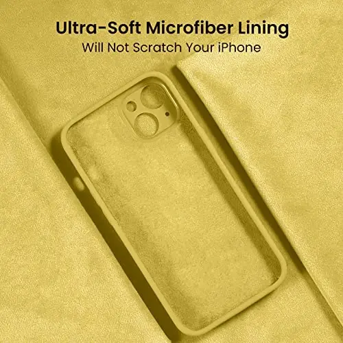 FireNova iPhone 14 uchun mo'ljallangan g'ilof, silikon yangilangan [Kamera himoyasi] Telefon g'ilofi [2 ekran himoyachisi] bilan, ichida yumshoq tirnalishga qarshi mikrofiber astar, 6,1 dyuym, sariq - 5