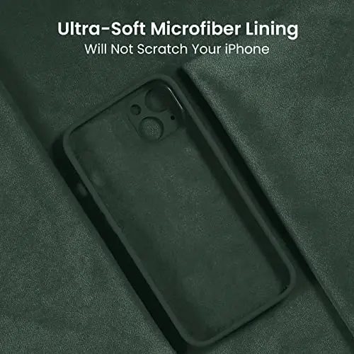 FireNova iPhone 14 uchun mo'ljallangan g'ilof, silikon yangilangan [Kamera himoyasi] Telefon g'ilofi [2 ekran himoyachisi] bilan, ichki qismi yumshoq chizishga qarshi mikrofiber qoplamali, 6.1 dyuym, Alp tog'i yashili - 5