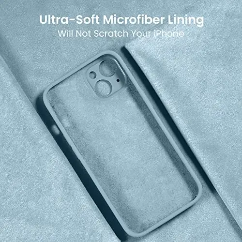 FireNova iPhone 14 uchun mo'ljallangan g'ilof, silikon yangilangan [Kamera himoyasi] Telefon g'ilofi [2 ekran himoyachisi] bilan, ichki qismi yumshoq tirnalishga qarshi mikrofiber astar, 6,1 dyuym, Sky Blue - 5