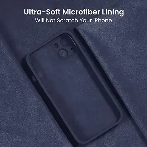 FireNova iPhone 14 uchun mo'ljallangan g'ilof, silikon yangilangan [Kamera himoyasi] Telefon g'ilofi [2 ekran himoyachisi] bilan, ichki qismi yumshoq tirnalishga qarshi mikrofiber astar, 6,1 dyuym, to'q ko'k - 5