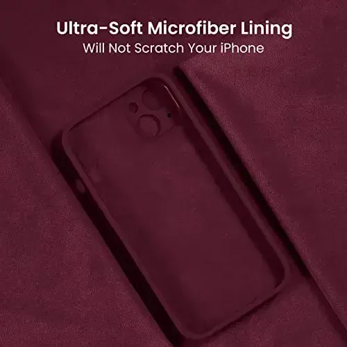 FireNova iPhone 14 uchun mo'ljallangan g'ilof, silikon yangilangan [Kamera himoyasi] Telefon g'ilofi [2 ekran himoyachisi] bilan, ichki yumshoq tirnalishga qarshi mikrofiber astar, 6,1 dyuym, Olxo'ri - 5