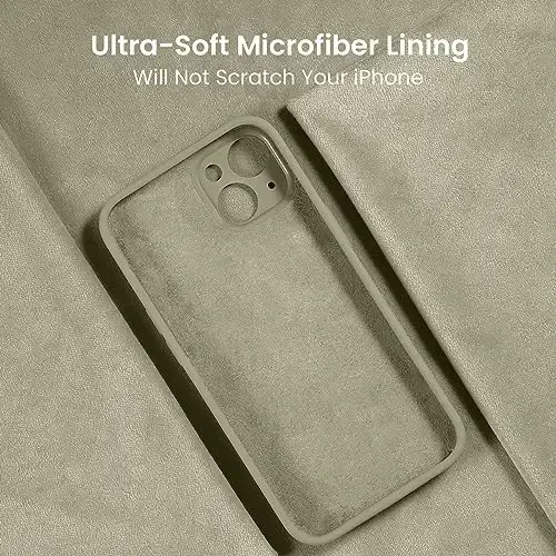 FireNova iPhone 15 Plus uchun mo'ljallangan g'ilof, silikon [Kamera himoyasi] g'ilofi [2 ekran himoyachisi] bilan, ichki qismi yumshoq tirnalishga qarshi mikrofiber astarli, 6,7 dyuym, Xaki - 5