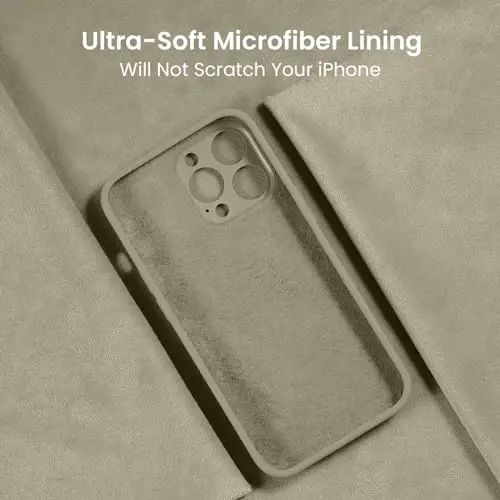 FireNova iPhone 15 Plus uchun mo'ljallangan g'ilof, silikon [Kamera himoyasi] g'ilofi [2 ekran himoyachisi] bilan, ichki qismi yumshoq tirnalishga qarshi mikrofiber astarli, 6,7 dyuym, Xaki - 5