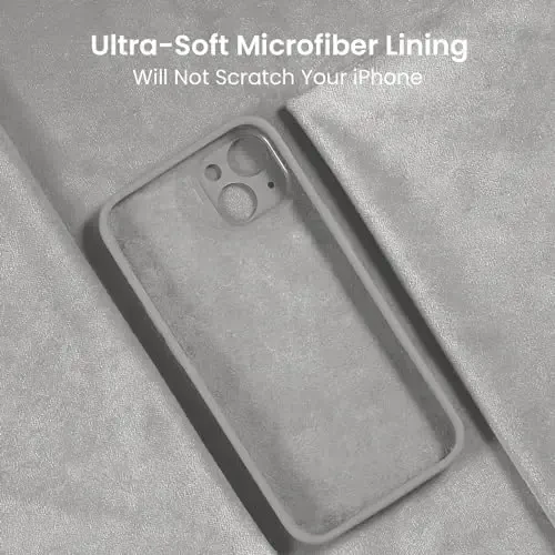 FireNova iPhone 15 Plus uchun mo'ljallangan g'ilof, silikon [Kamera himoyasi] g'ilofi [2 ekran himoyachisi] bilan, ichki qismi yumshoq tirnalishga qarshi mikrofiber qoplamali, 6,7 dyuym, tabiiy titan - 5