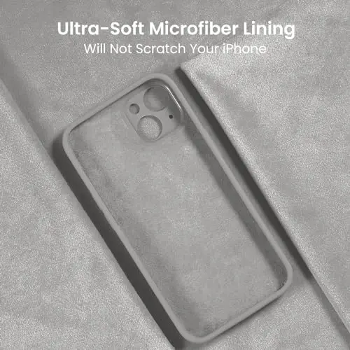 FireNova iPhone 15 Plus uchun mo'ljallangan g'ilof, silikon [Kamera himoyasi] g'ilofi [2 ekran himoyachisi] bilan, ichki qismi yumshoq tirnalishga qarshi mikrofiber qoplamali, 6,7 dyuym, tabiiy titan - 5