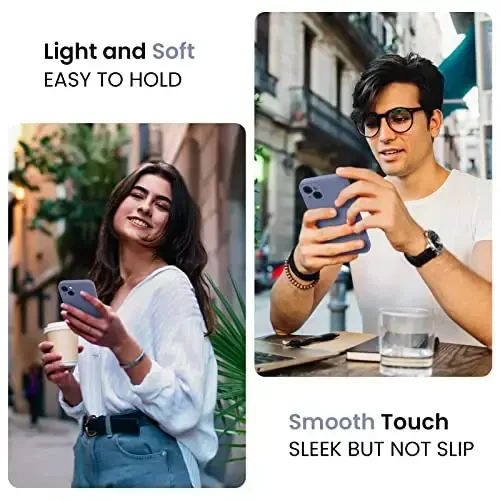 FireNova iPhone 15 Plus uchun mo'ljallangan g'ilof, silikon [Kamera himoyasi] g'ilofi [2 ekran himoyachisi] bilan, ichki qismida yumshoq tirnalishga qarshi mikrofiber qoplamasi, 6,7 dyuym, lavanda kulrang - FIRENOVA (1)