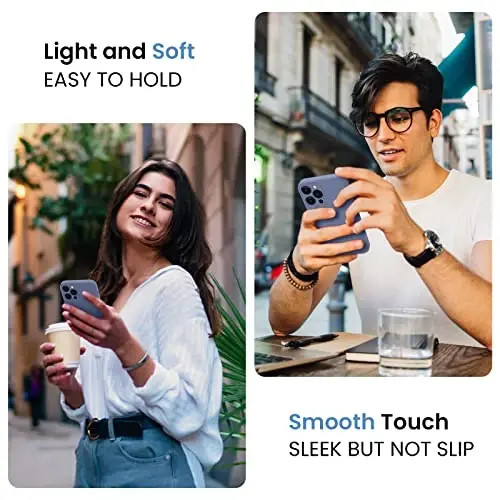 FireNova Designed for iPhone 15 Pro Case, Silicone Upgraded [Camera Protection] Phone Case with [2 Screen Protectors], Soft Anti-Scratch Microfiber Lining Inside, 6.1 inch, Lavender Gray - 2