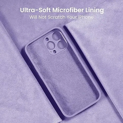 FireNova Designed for iPhone 15 Pro Max Case, Silicone Upgraded [Camera Protection] Phone Case with [2 Screen Protectors], Soft Anti-Scratch Microfiber Lining Inside, 6.7 inch, Clove Purple - 5