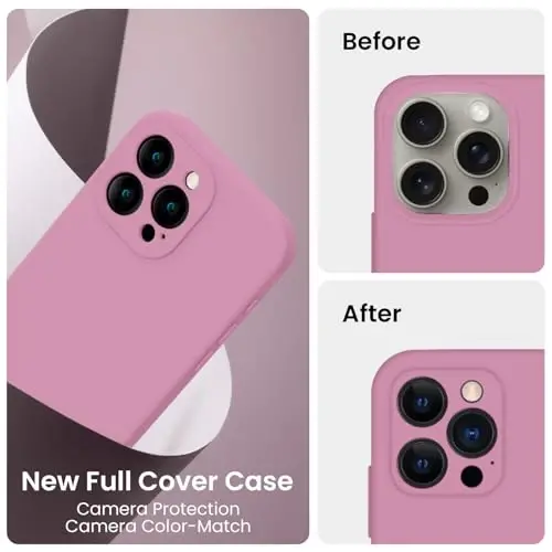 FireNova iPhone 15 Pro Max uchun mo'ljallangan g'ilof, silikon yangilangan [Kamera himoyasi] Telefon g'ilofi [2 ekran himoyachisi] bilan, ichida yumshoq tirnalishga qarshi mikrofiber astar, 6,7 dyuym, Lila binafsha - 3