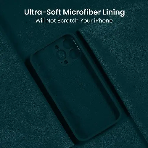 FireNova iPhone 15 Pro Max uchun mo'ljallangan g'ilof, silikon yangilangan [Kamera himoyasi] Telefon g'ilofi [2 ekran himoyachisi] bilan, ichki qismi yumshoq tirnalishga qarshi mikrofiber qoplamali, 6,7 dyuym, Teal - 5