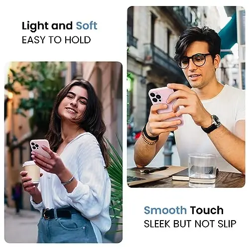 FireNova iPhone 15 Pro Max uchun mo'ljallangan g'ilof, silikon yangilangan [Kamera himoyasi] Telefon g'ilofi [2 ekran himoyachisi] bilan, ichki yumshoq tirnalishga qarshi mikrofiber astar, 6.7 dyuym, Chalk Pink - 2