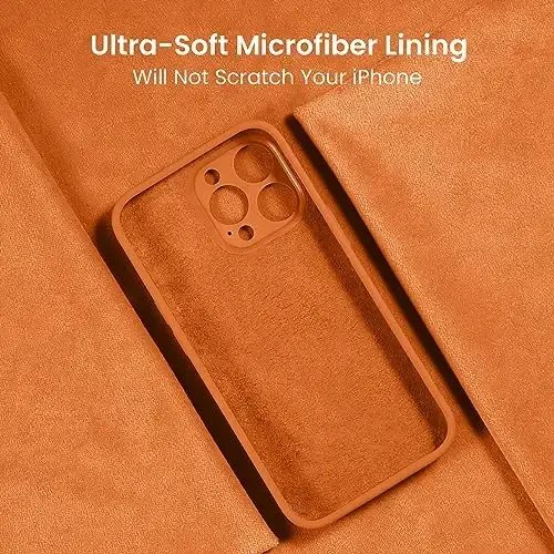 FireNova iPhone 15 Pro Max uchun mo'ljallangan g'ilof, Silikon yangilangan [Kamera himoyasi] Telefon g'ilofi [2 ekran himoyachisi] bilan, Yumshoq tirnalishga qarshi mikrofiber astar ichida, 6,7 dyuym, Kumquat - 5