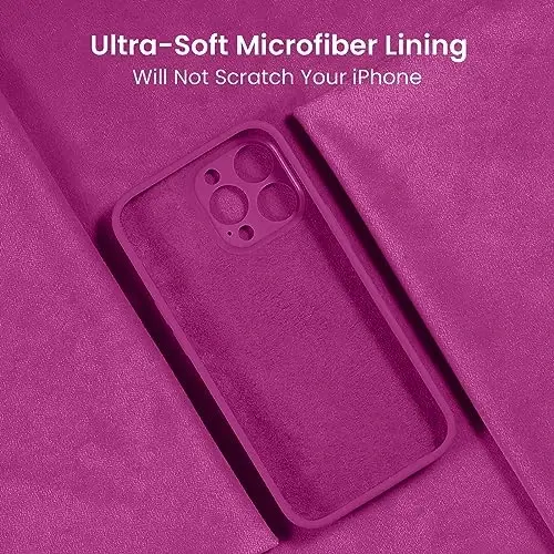 FireNova iPhone 15 Pro uchun mo'ljallangan g'ilof, silikon yangilangan [Kamera himoyasi] Telefon g'ilofi [2 ekran himoyachisi] bilan, ichida yumshoq tirnalishga qarshi mikrofiber astar, 6,1 dyuym, hayratlanarli pushti - 5