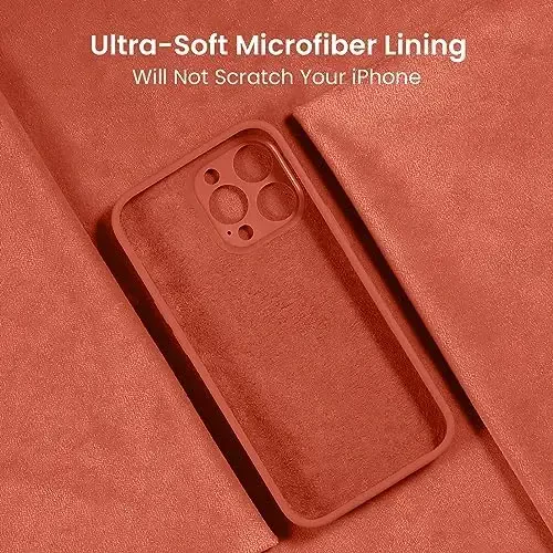 FireNova iPhone 15 Pro uchun mo'ljallangan g'ilof, silikon yangilangan [Kamera himoyasi] Telefon g'ilofi [2 ekran himoyachisi] bilan, ichki qismi yumshoq tirnalishga qarshi mikrofiber astar, 6,1 dyuym, pushti pomelo - 5