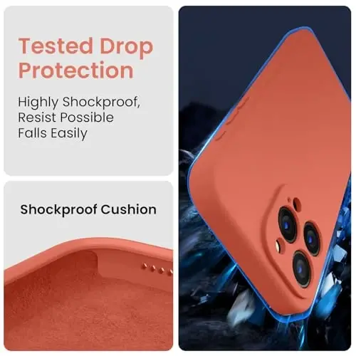 FireNova iPhone 15 Pro uchun mo'ljallangan g'ilof, silikon yangilangan [Kamera himoyasi] Telefon g'ilofi [2 ekran himoyachisi] bilan, ichki qismi yumshoq tirnalishga qarshi mikrofiber astar, 6,1 dyuym, pushti pomelo - 4