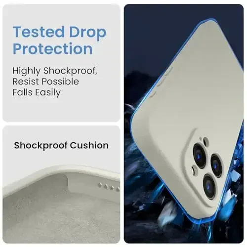 FireNova iPhone 15 Pro uchun mo'ljallangan g'ilof, silikon yangilangan [Kamera himoyasi] Telefon g'ilofi [2 ekran himoyachisi] bilan, ichki qismi yumshoq tirnalishga qarshi mikrofiber astar, 6,1 dyuym, tosh - 3