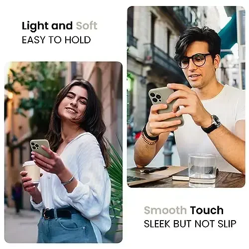 FireNova iPhone 15 Pro uchun mo'ljallangan g'ilof, silikon yangilangan [Kamera himoyasi] Telefon g'ilofi [2 ekran himoyachisi] bilan, ichki qismi yumshoq tirnalishga qarshi mikrofiber astar, 6,1 dyuym, Xaki - FIRENOVA (1)