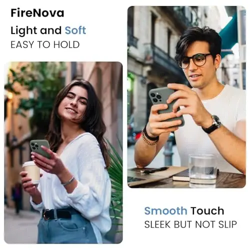 FireNova iPhone 15 Pro учун, [Камера ҳимояси] билан янгиланган силикон телефон қопқоғи, [2 экран ҳимояси] билан, ички томони юмшоқ чизилмайдиган микрофибра астарли, 6.1 дюйм, Калке Яшил рангида - 3