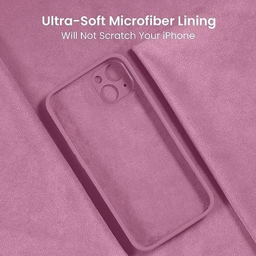 FireNova iPhone 15 uchun mo'ljallangan g'ilof, silikon yangilangan [Kamera himoyasi] Telefon g'ilofi [2 ekran himoyachisi] bilan, ichki qismi yumshoq chizilishga qarshi mikrofiber astarli, 6,1 dyuym, Lilac binafsha - 5