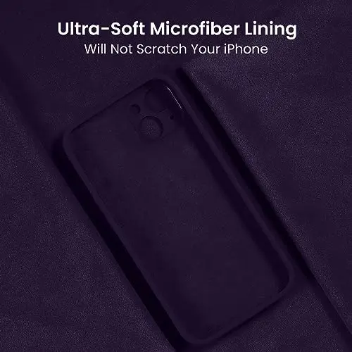 FireNova iPhone 15 uchun mo'ljallangan g'ilof, silikon yangilangan [Kamera himoyasi] Telefon g'ilofi [2 ekran himoyachisi] bilan, ichki qismi yumshoq tirnalishga qarshi mikrofiber qoplamali, 6.1 dyuym, binafsha - 5