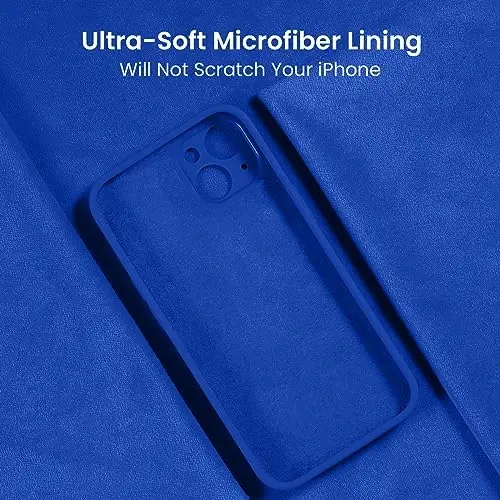 FireNova iPhone 15 uchun mo'ljallangan g'ilof, silikon yangilangan [Kamera himoyasi] Telefon g'ilofi [2 ekran himoyachisi] bilan, ichki qismi yumshoq tirnalishga qarshi mikrofiber qoplamali, 6,1 dyuym, Klein Blue - 5