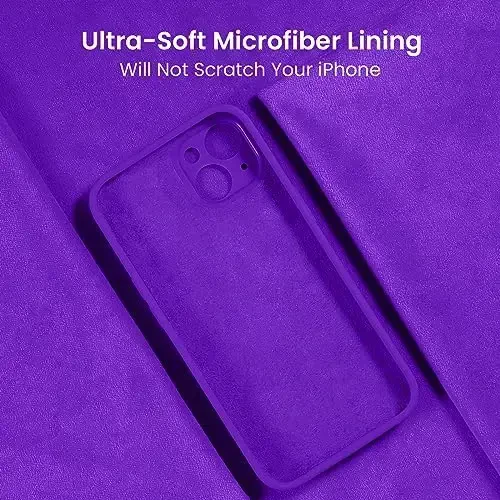 FireNova iPhone 15 uchun moʻljallangan gʻilof, silikon yangilangan [Kamera himoyasi] Telefon gʻilofi [2 ekran himoyachisi] bilan, ichki qismi yumshoq tirnalishga qarshi mikrofiber qoplamali, 6,1 dyuym, Neon binafsha - 5