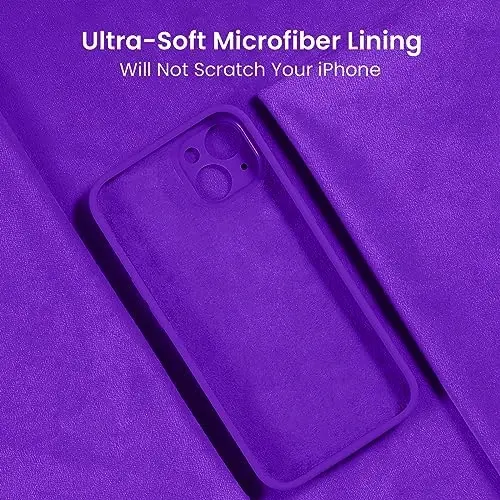 FireNova iPhone 15 uchun moʻljallangan gʻilof, silikon yangilangan [Kamera himoyasi] Telefon gʻilofi [2 ekran himoyachisi] bilan, ichki qismi yumshoq tirnalishga qarshi mikrofiber qoplamali, 6,1 dyuym, Neon binafsha - 5