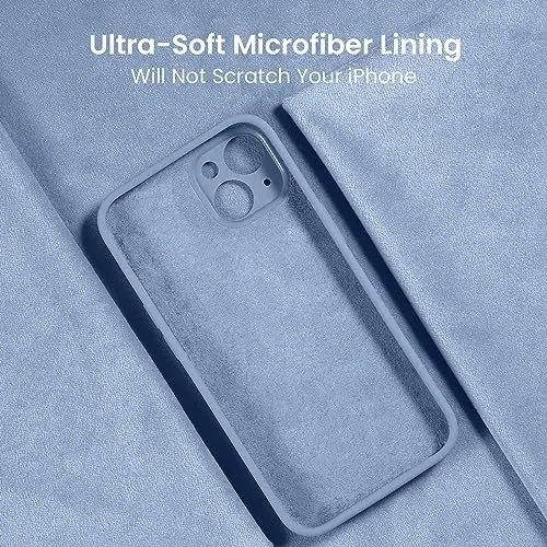FireNova iPhone 15 uchun mo'ljallangan g'ilof, silikon yangilangan [Kamera himoyasi] Telefon g'ilofi [2 ekran himoyachisi] bilan, ichki qismi yumshoq tirnalishga qarshi mikrofiber qoplamali, 6,1 dyuym, och ko'k - 5