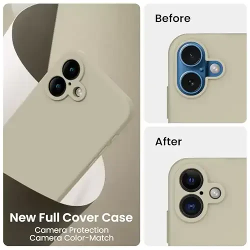 FireNova Designed for iPhone 16 Case, Silicone Upgraded [Camera Protection] Phone Case with [2 Screen Protectors], Soft Anti-Scratch Microfiber Lining Inside, 6.1 inch, Khaki - 3
