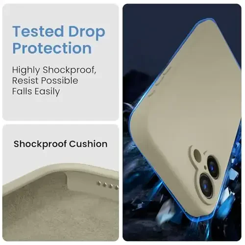 FireNova Designed for iPhone 16 Case, Silicone Upgraded [Camera Protection] Phone Case with [2 Screen Protectors], Soft Anti-Scratch Microfiber Lining Inside, 6.1 inch, Khaki - 4