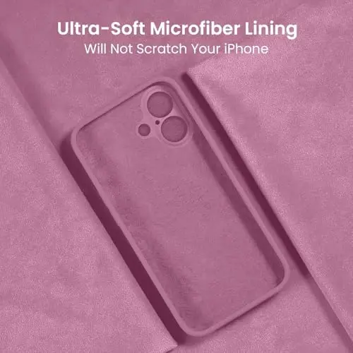 FireNova iPhone 16 Plus Kılıfı için Tasarlanmıştır, Silikon Yükseltilmiş [Kamera Korumalı] Kılıf, İçi Yumuşak Çizilmez Mikrofiber Astarlı, 6.7 inç, Leylak Moru - 5