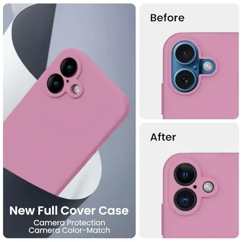 FireNova iPhone 16 Plus uchun g‘ilof, Silikon yangilangan [Kamerani himoya qilish] g‘ilofi, Ichki qismi yumshoq tirnalishga qarshi mikrofiber astarli, 6,7 dyuym, Lilak binafsha rang - 3
