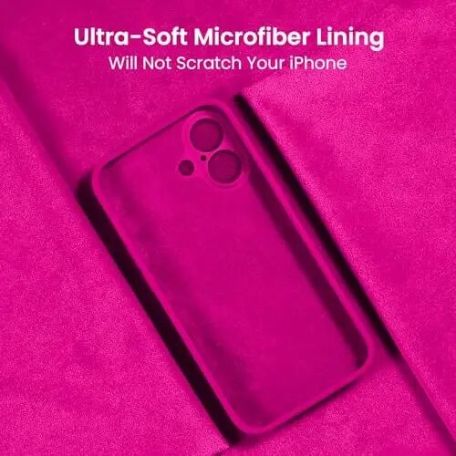 FireNova iPhone 16 Plus uchun moʻljallangan gʻilof, Silikon Yangilangan [Kamera Himoyasi] Gʻilofi, Ichki qismi yumshoq tirnalishga qarshi mikrofolga astarli, 6.7 dyuym, Toʻq pushti - 11