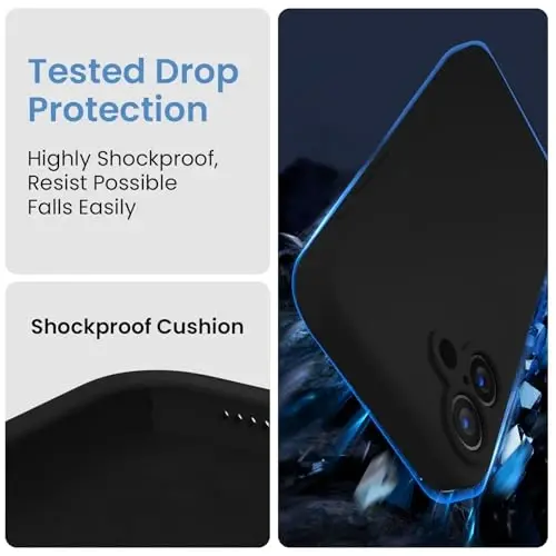 FireNova iPhone 16 Plus uchun mo‘ljallangan g‘ilof, yangilangan silikon [Kamera himoyasi], ichi yumshoq tirnalishga qarshi mikrofiber qoplamali, 6.7 dyuym, Qora - 4