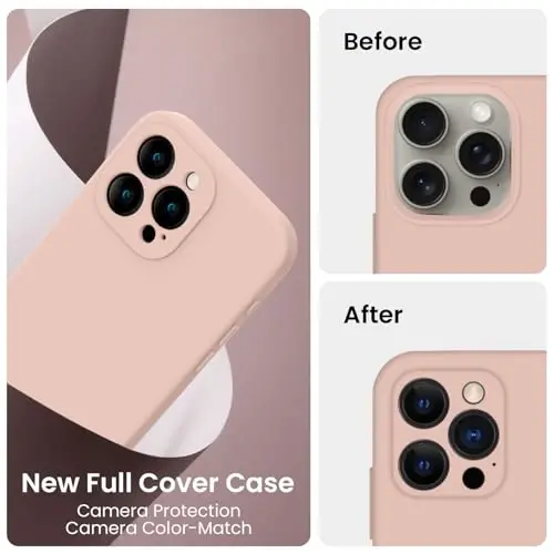 FireNova iPhone 16 Pro Kılıfı için Tasarlanmıştır, Silikon Yükseltilmiş [Kamera Koruması] Telefon Kılıfı, İç Kısmı Yumuşak Çizilmez Mikrofiber Astar, 2024, Pembe Kum - 3