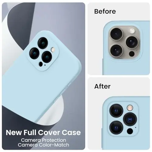 FireNova iPhone 16 Pro Max Kılıf için Tasarlanmıştır, Silikon Yükseltilmiş [Kamera Korumalı] Telefon Kılıfı, İç Kısmı Yumuşak Çizilmez Mikrofiber Astar, 2024, Gök Mavisi - 3