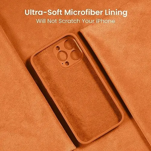 FireNova iPhone 16 Pro Max uchun mo‘ljallangan g‘ilof, Silikon yangilangan [Kamera himoyasi] telefon g‘ilofi, Ichki qismi yumshoq tirnalishga qarshi mikrofiber astarli, 2024, Kumquat - 5