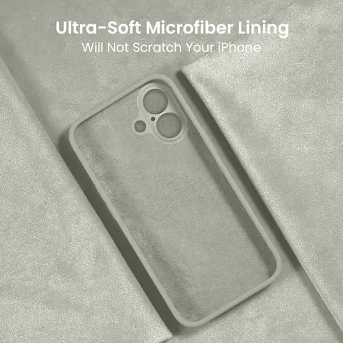 FireNova iPhone 16 uchun mo'ljallangan g'ilof, silikon yangilangan [Kamera himoyasi] Telefon g'ilofi [2 ekran himoyachisi] bilan, ichki qismi yumshoq tirnalishga qarshi mikrofiber astar, 6,1 dyuym, tosh - 5