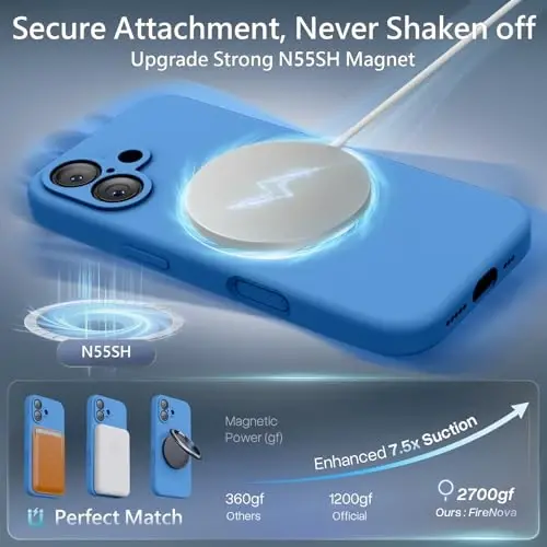 FireNova Magnetic for iPhone 17 Case, Compatible with MagSafe, [Integrated Silicone Camera Control Button] [Camera Protection] Anti-Scratch Microfiber Lining Phone Case, 6.3
