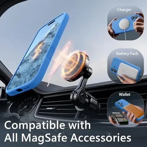 FireNova Magnetic for iPhone 17 Case, Compatible with MagSafe, [Integrated Silicone Camera Control Button] [Camera Protection] Anti-Scratch Microfiber Lining Phone Case, 6.3