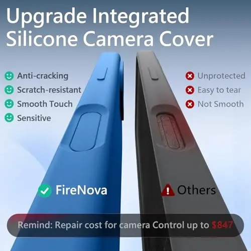 FireNova Magnetic for iPhone 17 Case, Compatible with MagSafe, [Integrated Silicone Camera Control Button] [Camera Protection] Anti-Scratch Microfiber Lining Phone Case, 6.3